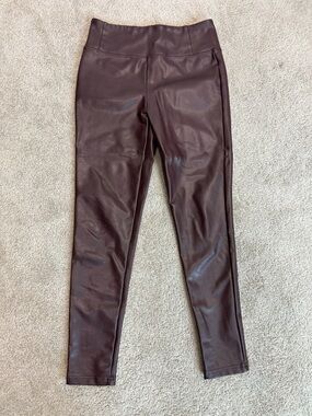 Joe Fresh mahogany burgundy maroon Faux Leather Leggings hi-rise pleather vegan